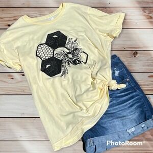 Honeycomb Bee Graphic Tee, Graphic T-Shirt Short Sleeve, Crew Neck, Bee Graphic,